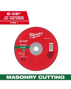 MLW49-94-1915 image(0) - Milwaukee Tool 6-1/2" x 1/8" x 5/8" DKO Masonry Cut Off Wheel -Type 1