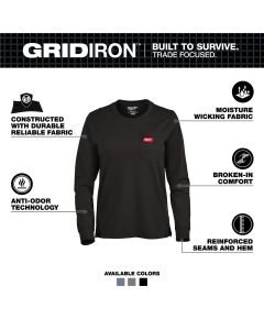 MLWF551B-S image(1) - Milwaukee Tool Womens GRIDIRON Pocket T-Shirt - Long Sleeve Black S