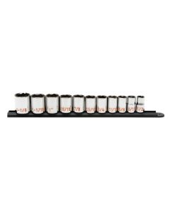 KDT80703H image(0) - GEARWRENCH 11 Piece 1/2" Drive 6 Point SAE Hi-Viz Socket Set