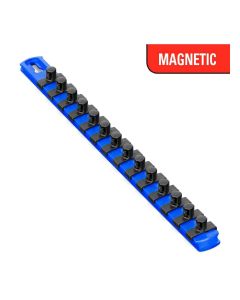 ERN8418M image(0) - Ernst Mfg. 13 Inch Magnetic Socket Organizer with 14 Twist Lock Clips - 3/8 Inch - Blue