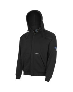 OBRZFC207-M image(1) - OBERON Hoodie - Hi-Vis 100% FR/Arc-Rated Heavyweight 12 oz Cotton Fleece - Zipper Closure - Detachable Hood - Black - Size: M