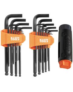 Klein Tools Long Ball-End Hex Key Set with Handle, SAE and Metric, 22-Piece