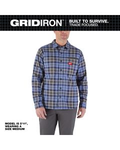 MLWM551U-S image(0) - Milwaukee Tool GRIDIRON Flannel Shirt - Blue - S