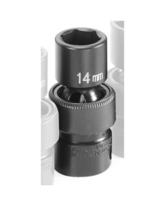 Grey Pneumatic 3/8" Drive x 14mm Standard Universal Socket 6 Point - Black