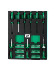 SKTSK01461 image(0) - S K Hand Tools Dual-Material Handle Screwdriver Set with Magnetic Bit Holder - 69 Piece