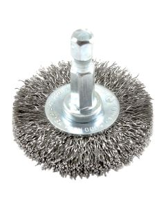Forney Industries Wire Wheel, Crimped, 1-1/2 in x .008 in x 1/4 in Hex Shank
