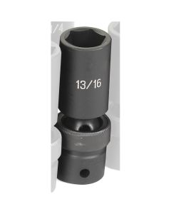 Grey Pneumatic 1/2" Drive x 13/16" Deep Universal Socket 6 Point - Black
