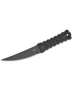 CRK2924 image(1) - CRKT (Columbia River Knife) HZ4 SK-5 Titanium Nitride Plain Blade Fixed Blade Knife with Sheath G10 Handle - Black