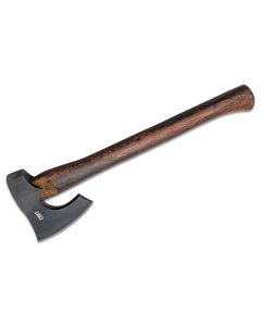 CRK2746 image(0) - CRKT (Columbia River Knife) Freyr 1055 Carbon Steel Manganese Phosphate Coating Plain Blade Axe Tennessee Hickory Handle - Brown/Black