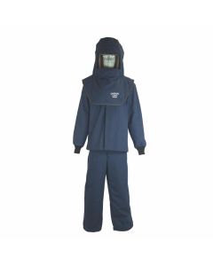 OBRLNS4B-T5XL-HVSL image(0) - OBERON Suit Kit - Arc Flash - 40 Cal LAN - Comes with Hood with Hard Cap, Coat, Bib Overalls and Fresh Air Arc Flash Hood Ventilation System & Light - Color: Navy Blue - Size: 5XL Tall