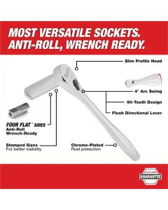 MLW45-34-9090 image(1) - Milwaukee Tool 3/8" Drive 6mm  Metric 6-Point Deep Socket with FOUR FLAT Sides, Vanadium Steel, Chrome