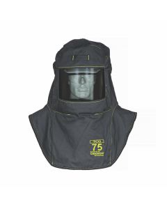 OBRTCG75-A3HVSL image(0) - OBERON Hood with A3 Hard Hat Adapters - Arc Flash - 75 Cal TCG - With Fresh Air Arc Flash Hood Ventilation System & Light - Color: Black - Window: True Color Grey (TCG)
