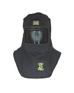 OBRTCG25-EL-C image(0) - OBERON Hood with Hard Cap - Arc Flash - 25 Cal TCG - Color: Black - Window: True Color Grey (TCG) - With EZ Lift