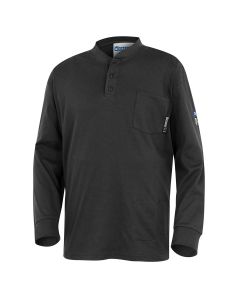 OBERON Henley Shirt - 100% FR/Arc-Rated 7 oz Cotton Interlock - Long Sleeves - Navy - Size: M