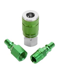 LEGA71452B image(0) - Legacy Manufacturing ColorConnex Coupler and Plug Kit, 3-Piece, Type B, 1/4" Body, 1/4" NPT, Green