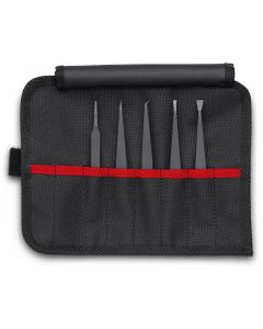 KNP920005ESD image(0) - KNIPEX 5 Pc Plastic Tweezer Set in a Tool Roll-ESD