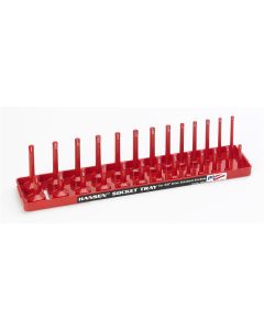 HNE3801 image(1) - Hansen Global 3/8 Inch Standard 2 Row Regular/Deep Socket Holder Tray - Red