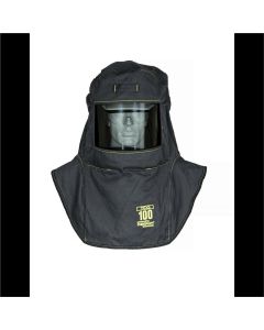 OBRTCG100-A8 image(0) - OBERON Hood with A8 Hard Hat Adapters - Arc Flash - 100 Cal TCG - Color: Black - Window: True Color Grey (TCG)