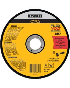 DWTDWAFV86045 image(0) - DEWALT FLEXVOLT 6 In x .045 in Abrasive Chop / Cut-Off Blade with 7/8 in Arbor For Stainless & Mild Steel Cutting (1 Pack)