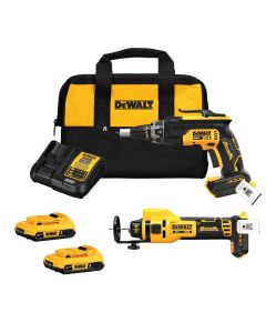 DWTDCK265D2 image(1) - DeWalt 20V MAX* XR Brushless Drywall Screwgun and Cut-Out Tool Combo Kit (2.0Ah)