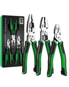 SKTSK01457 image(0) - S K Hand Tools 3 Piece Dual-Material Handle Multi-Use Pliers Set.  Packaged in EVA Foam tray