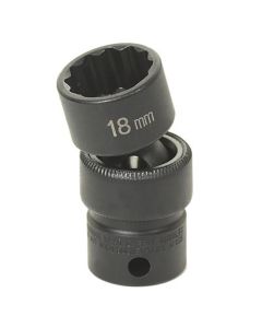 Grey Pneumatic 3/8" Drive x 15mm Standard Universal- 12 Point Socket - Black