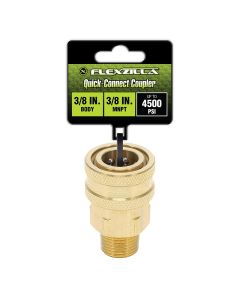 LEGPW3581 image(0) - Flexzilla Quick-Connect Coupler, 3/8" Body x 3/8" MNPT, Brass