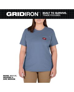 MLWF451U-M image(1) - Milwaukee Tool Women's GRIDIRON Pocket T-Shirt - Short Sleeve -  Blue M