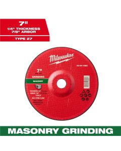 MLW49-94-1965 image(0) - Milwaukee Tool 7" x 1/4" x 7/8" Masonry Grinding Wheel - Type 27