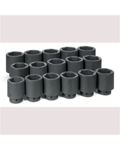 GRE9016D image(1) - Grey Pneumatic 1" Dr. 16 Piece Deep Fractional Set 2-1/16" - 3"