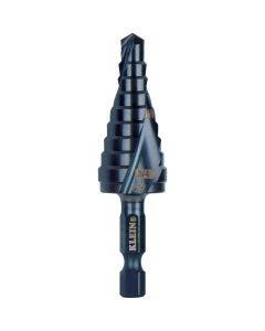 KLEQRST03 image(0) - Klein Tools Step Drill Bit, Quick Release, Double Spiral Flute, 1/4 to 3/4-Inch