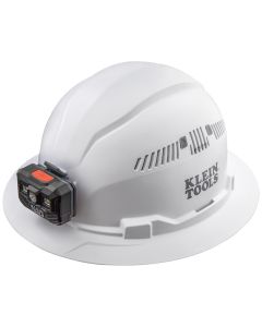 KLE60406RL image(0) - Klein Tools Hard Hat, Non-Vented, Full Brim with Rechargeable Headlamp, White