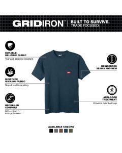 MLW605BL-L image(2) - Milwaukee Tool GRIDIRON Pocket T-Shirt - Short Sleeve Blue L