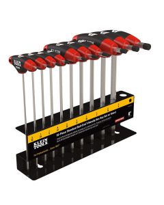 KLEJTH610EB image(0) - Klein Tools Hex Key Set, SAE Ball-End T-Handle, 6-Inch, with Stand, 10-Piece