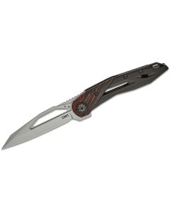 CRK5702 image(0) - CRKT (Columbia River Knife) Nucleus 12C27 Bead Blast Plain Blade Folding Knife with Frame Lock Stainless Steel w/G10 Overlay Handle - Black/Red