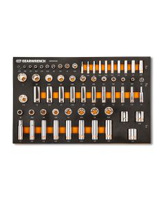 KDTGWMSSKTHSAE image(0) - GEARWRENCH 63 Piece 1/4", 3/8" & 1/2" Drive Hi-Viz SAE Socket Set in Foam Tray