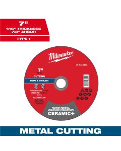 MLW49-94-0233 image(1) - Milwaukee Tool 7" x 1/16" x 7/8" Ceramic+ Metal Cut Off Wheel -Type 1