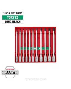 MLW48-22-9534 image(0) - Milwaukee Tool 1/4 Inch and 3/8 Inch Drive Long TORX Bit Socket Set - 11 Piece