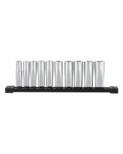 MLW48-22-9505 image(0) - Milwaukee Tool 10pc 3/8" Metric Deep Well Sockets with FOUR FLAT Sides
