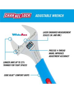 CHA812WCB image(3) - Channellock 812WCB 12 Inch CODE BLUE Adjustable Wrench