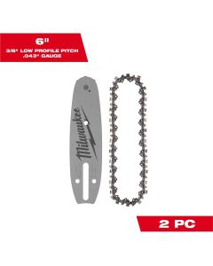 MLW49-16-2843 image(0) - Milwaukee Tool 6" 3/8" LOW PROFILE&trade; Pitch, .043" Gauge Saw Chain and Guide Bar Set
