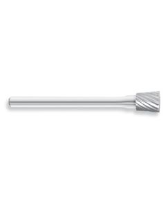 HTC Tool SN-51 Solid Carbide Burr, Inverted Cone Shape, 10 Degree Angle, Single Cut