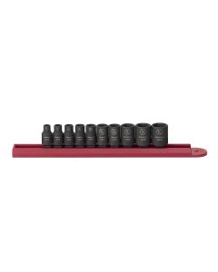 KDT84906 image(0) - GearWrench 10 Piece 1/4 Inch Drive 6 Point Standard Impact SAE Socket Set