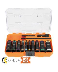 KLE65239 image(0) - Klein Tools KNECT Flip-20 Impact Socket Set, SAE and Metric, 13-Piece