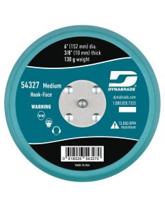 DYB54327 image(1) - Dynabrade 6" Hook-Face Short Nap 3/8" Thick Urethane Medium Density 5/16"-24 Male Thread Non-Vacuum Disc Pad, Orange