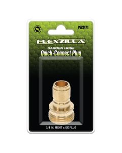LEGPW3471 image(0) - Flexzilla Quick-Connect Plug, 3/4" MGHT x Quick-Connect Plug, Brass