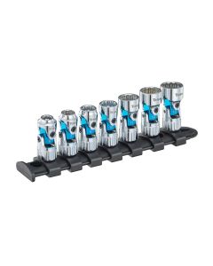TIT66840 image(0) - Titan 7 pc. 1/4 in. Drive MM Auto-Flex&trade; Universal Socket Set