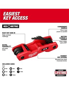 MLW48-22-2182 image(1) - Milwaukee Tool 8-Key Folding Hex Key Set - Metric