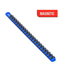 ERN8403M image(0) - Ernst Mfg. 18 Inch Magnetic Socket Organizer with 22 Twist Lock Clips - 1/4 Inch - Blue