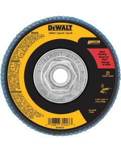 DWTDW8311 image(0) - DEWALT 4-1/2-Inch By 5/8-Inch-11 36 Grit Zirconia Angle Grinder Flap Disc